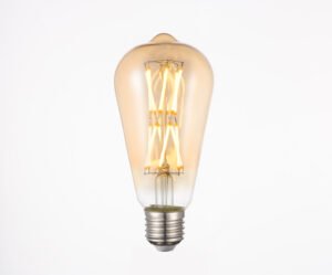 1111 ST64 LED Edison Bulb – Amber Glass, 12W–16W, 2200K–2700K