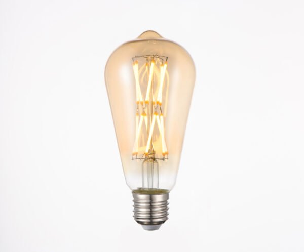ST64 LED Edison Bulb – Amber Glass, 12W–16W, 2200K–2700K