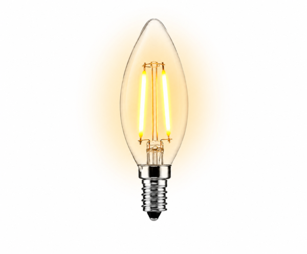 C35 Clear E14 2W LED Filament Candle Bulb Warm White C35 Clear E14 2W LED Filament Candle Bulb Warm White Lighted