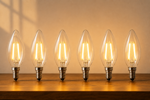 C35 Clear E14 2W LED Filament Candle Bulbs Warm White Warm White C35 E14 LED Filament Candle Bulbs Illuminated