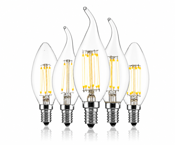 Flame Tip LED Filament Candle Bulb Series Clear Glass Decorative Lighting
