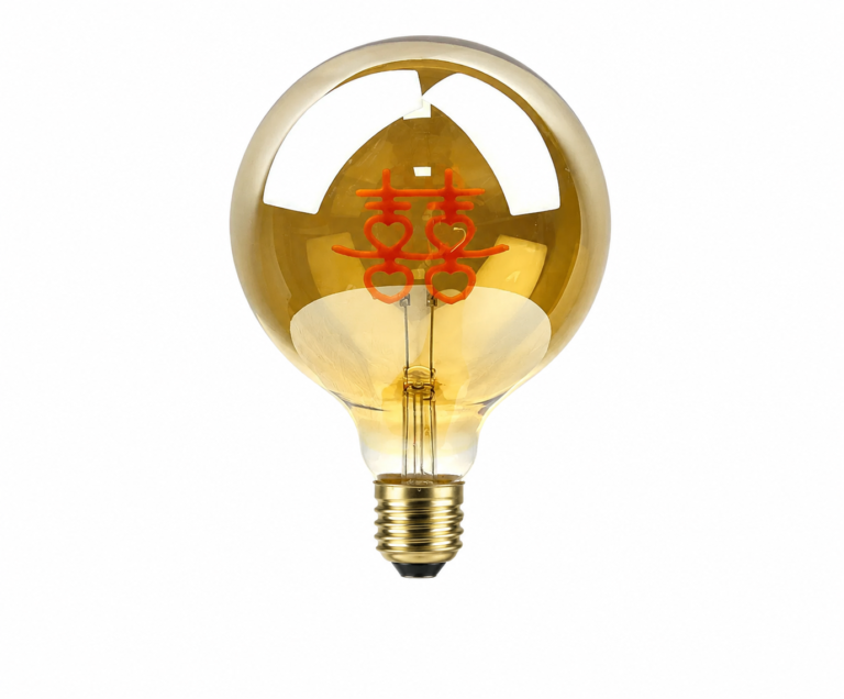 G125 Amber LED Filament Bulb with Double Happiness Decorative Filament