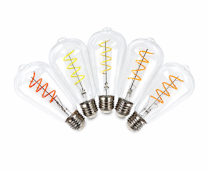 ChatGPT Image Jun 25, 2026, 05_30_59 AM The ST64 Retro LED Bulb features colored lights, including a filament and Edison's creative red, yellow, blue, green, and pink colors.