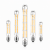 E27 LED filament bulbs white background 5 colors display vintage clear amber smoked frosted white