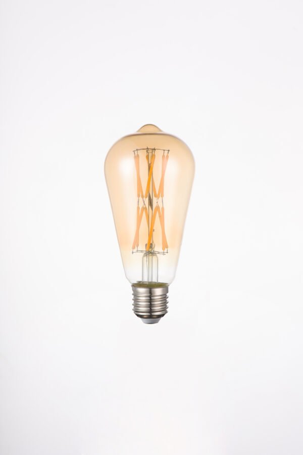 ST64 LED Edison Bulb – Amber Glass, 12W–16W, 2200K–2700K