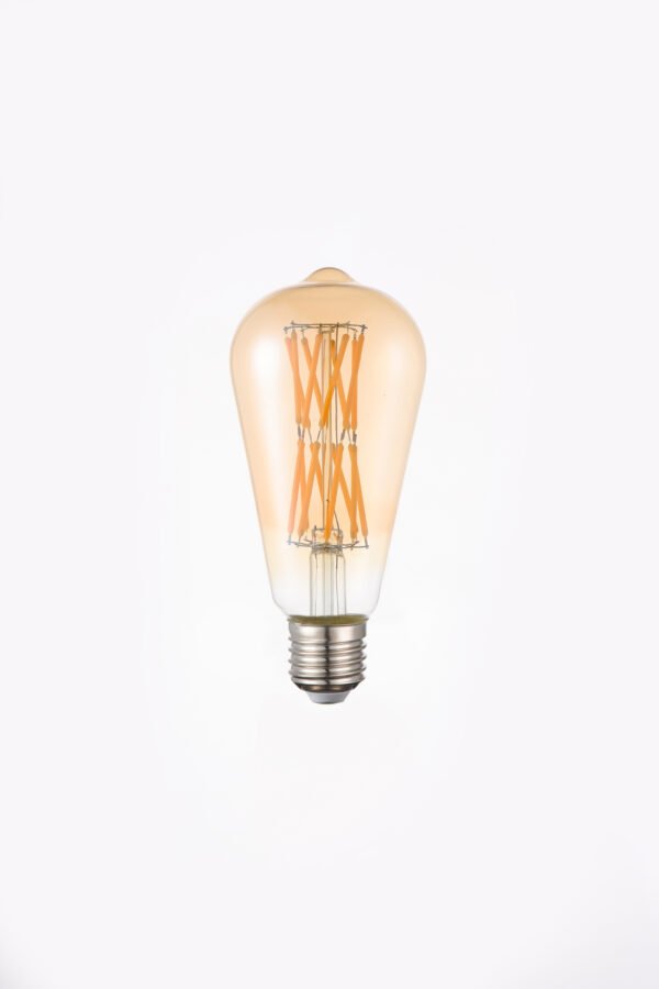 ST64 LED Edison Bulb – Amber Glass, 12W–16W, 2200K–2700K