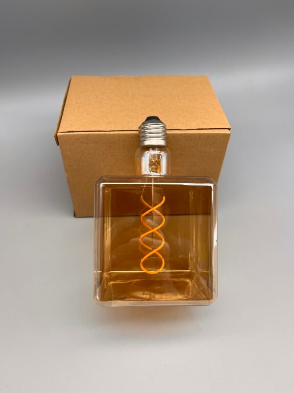 Square G95 LED Filament Bulb – Amber Glass, 4W, 2200K–2700K