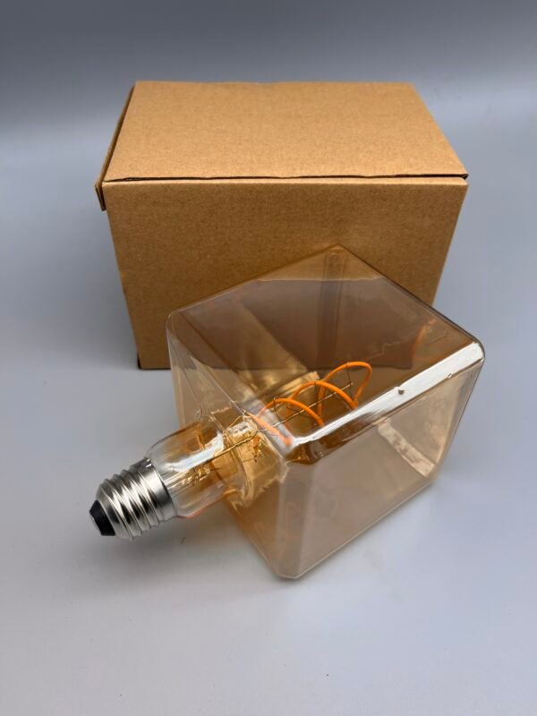 Square G95 LED Filament Bulb – Amber Glass, 4W, 2200K–2700K