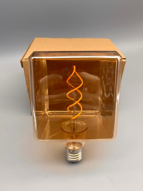 Square G95 LED Filament Bulb – Amber Glass, 4W, 2200K–2700K