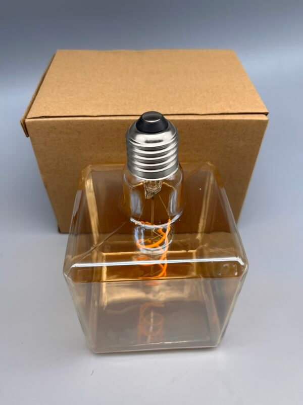 Square G95 LED Filament Bulb – Amber Glass, 4W, 2200K–2700K