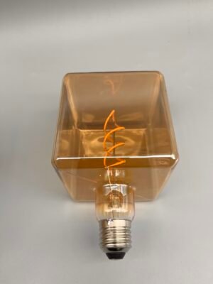 Square G95 LED Filament Bulb – Amber Glass, 4W, 2200K–2700K