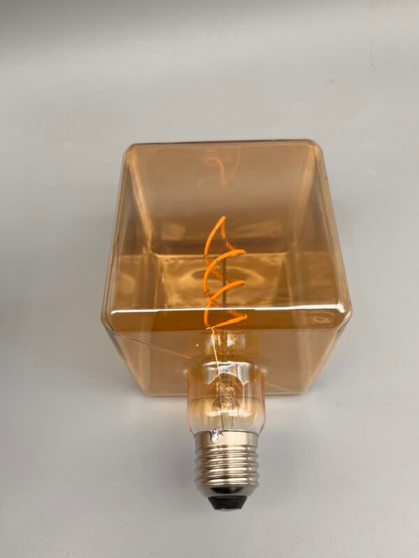 Square G95 LED Filament Bulb – Amber Glass, 4W, 2200K–2700K
