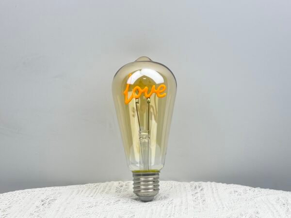 LED Letter Filament ST64 Bulb — Vintage Amber Decorative Lighting (2200K–2700K)