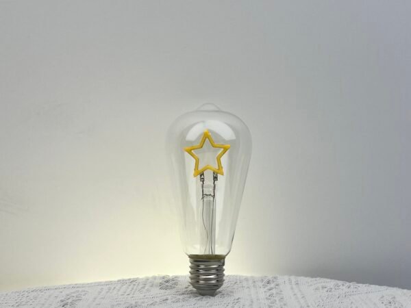 LED Letter Filament ST64 Bulb — Vintage Amber Decorative Lighting (2200K–2700K)