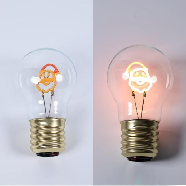 Retro-Style Creative LED Bulb — Home Decor USB-Rechargeable Night Light featuring a Santa Claus Cartoon Filament Design