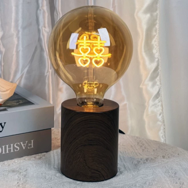 G95 Amber Edison Retro LED Filament Bulb, Romantic Double Happiness LED Decorative Light