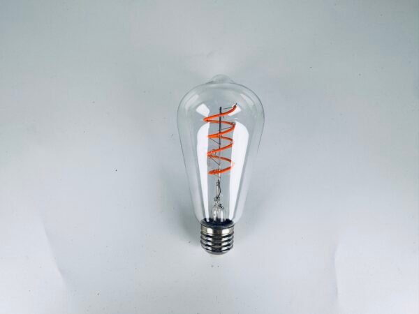 The ST64 Retro LED Bulb features colored lights, including a filament and Edison's creative red, yellow, blue, green, and pink colors.