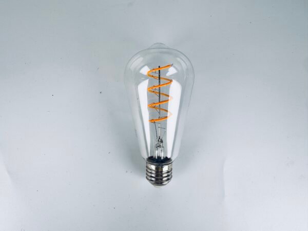 The ST64 Retro LED Bulb features colored lights, including a filament and Edison's creative red, yellow, blue, green, and pink colors.