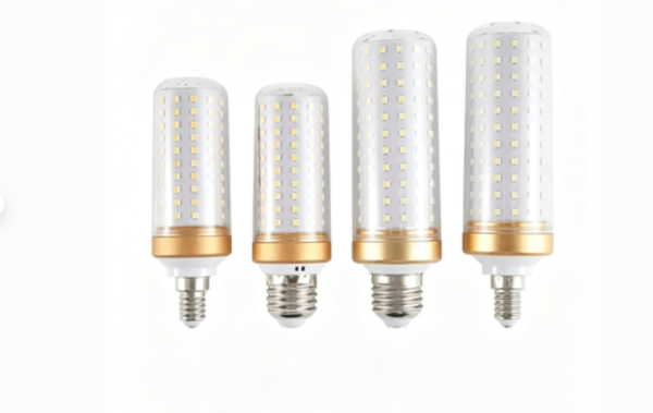 Fully Enclosed Transparent Cover LED Corn Bulb — High-Power, High-Brightness, Energy-Saving Light with Gold-Rimmed Heat Sink — E14/E27 Universal Screw Base — Suitable for Home, Commercial, and Industrial Lighting