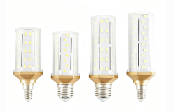 Fully Enclosed Transparent Cover LED Corn Bulb — High-Power, High-Brightness, Energy-Saving Light with Gold-Rimmed Heat Sink — E14/E27 Universal Screw Base — Suitable for Home, Commercial, and Industrial Lighting