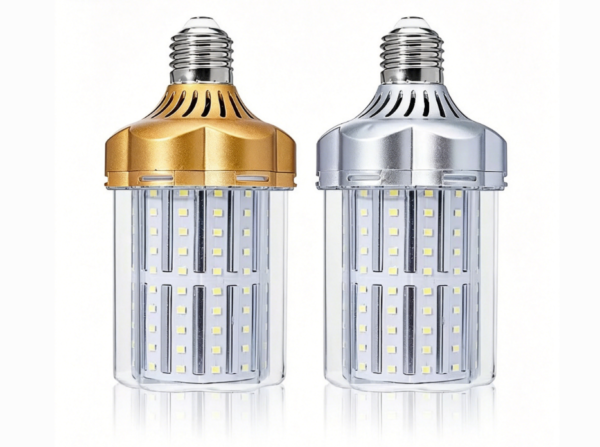 Fully Enclosed Transparent Cover LED Corn Bulb — High-Power, High-Brightness, Energy-Saving Light with Gold-Rimmed Heat Sink — E14/E27 Universal Screw Base — Suitable for Home, Commercial, and Industrial Lighting