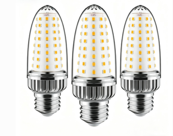 Fully Enclosed Transparent Cover LED Corn Bulb — High-Power, High-Brightness, Energy-Saving Light with Gold-Rimmed Heat Sink — E14/E27 Universal Screw Base — Suitable for Home, Commercial, and Industrial Lighting