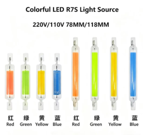 Colored LED R7S Bulbs (78mm/118mm, 110V/220V) — Red, Green, Blue, Yellow Decorative Lights; G4/G9 Glass Bulbs
