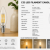 C35 Clear LED Filament Candle Bulb 4W C35 Clear LED Filament Candle Bulb 4W E14 Clear Glass