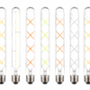 LED filament tube bulb white background product lineup E27 decorative vintage style LED bulbs isolated product display