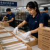 LED bulb factory packing assembly line workers packaging LED filament bulbs carton box wholesale manufacturer production process