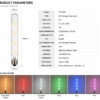 LED filament tube bulb technical specification sheet color temperature comparison 1800K 2200K 3000K 4500K 6500K E27 vintage LED lamp data chart