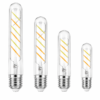 ：E26/E27 LED filament bulb close-up detail shot showing vintage Edison filament structure multi-angle product display