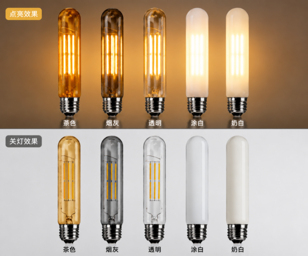 E27 LED filament bulb color temperature comparison 2200K 2700K 3000K 4000K 6500K warm to cool white light