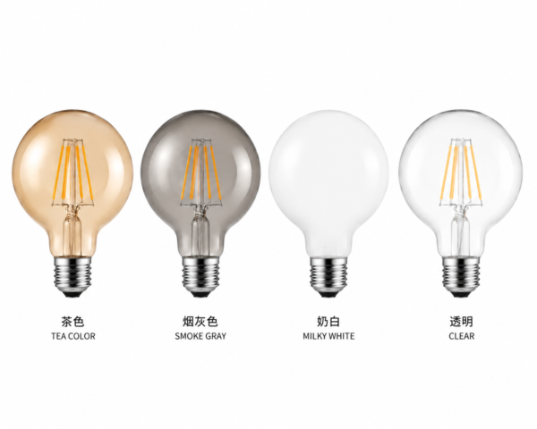 LED filament bulb collection featuring A60 G45 ST64 and decorative vintage glass bulbs for wholesale lighting and OEM factory supply