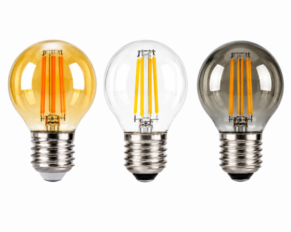 G45 LED Filament Bulb Amber Clear Smoke Grey Glass E27 Decorative Globe Lamp