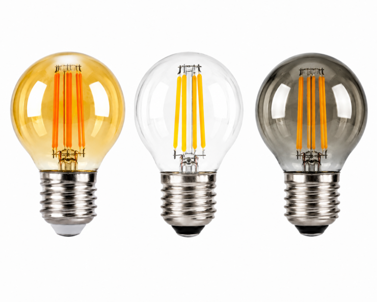 G45 LED Filament Bulb Amber Clear Smoke Grey Glass E27 Decorative Globe Lamp