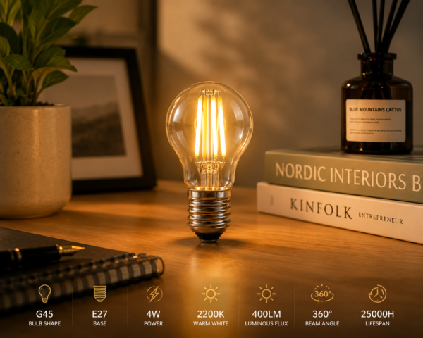 G45 LED Filament Bulb Desktop Application Decorative Table Lighting