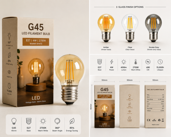G45 LED Filament Bulb Packaging E27 Decorative Globe Lamp OEM ODM Package
