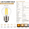 G45 LED Filament Bulb Specifications E27 Decorative Globe Lamp Technical Data