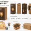G80 LED bulb packaging mockup showing retail box design carton packing and product presentation for wholesale and OEM lighting supply