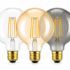 G95 LED Filament Bulb Collection in Clear Amber and Smoke Gray Glass