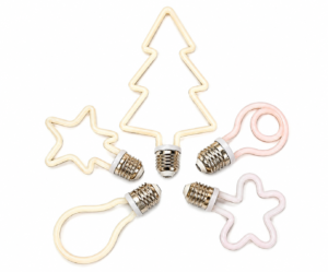 E27 LED filament bulb Christmas decorative shapes product display on white background