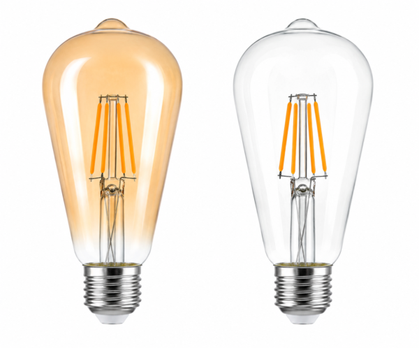 ST64 LED Filament Bulb Amber Glass and Clear Glass E27 Decorative Edison Lamp