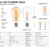 ST64 LED Filament Bulb Specifications E27 Decorative Edison Lamp Technical Data