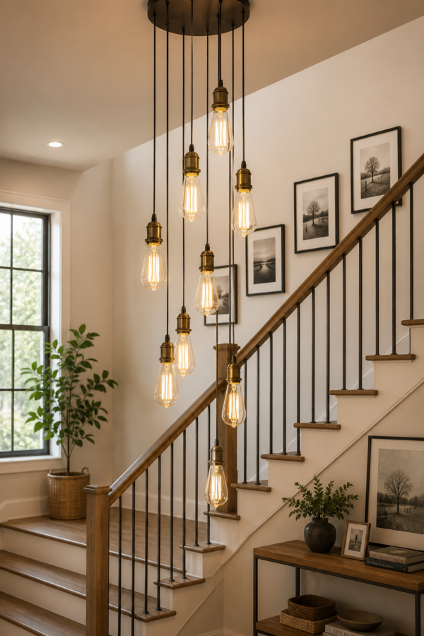 ST64 LED Filament Bulb Staircase Pendant Light Application Decorative Edison Lighting