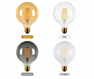 G125 LED bulb 4 colors clear smoke tea frosted glass E27 decorative globe bulb white background wholesale