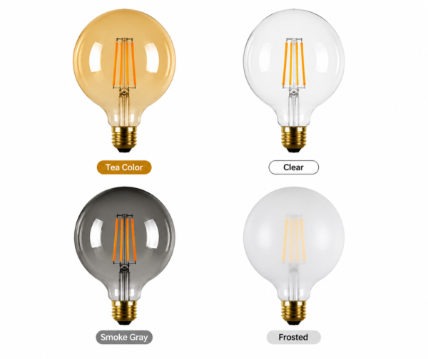 G125 LED bulb 4 colors clear smoke tea frosted glass E27 decorative globe bulb white background wholesale