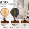 G80 220V soft filament single spiral LED bulb amber smoke grey clear glass decorative lighting product display