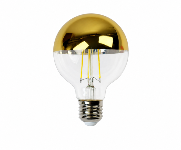 G80 Gold Mirror LED Filament Bulb G80 Gold Mirror LED Filament Bulb E27 Half Chrome Decorative Globe Lamp