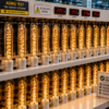 LED filament bulb E27 aging test factory quality control production line warm lighting inspection
